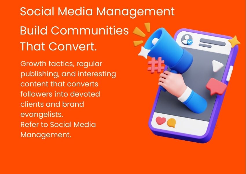 Growth tactics, regular publishing, and interesting content that converts followers into devoted clients and brand evangelists. Refer to Social Media Management.